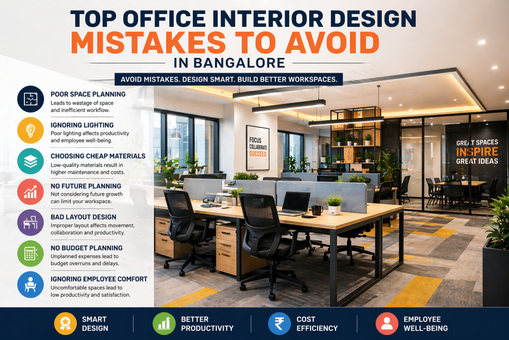 office interior design mistakes in Bangalore modern workspace layout and planning errors